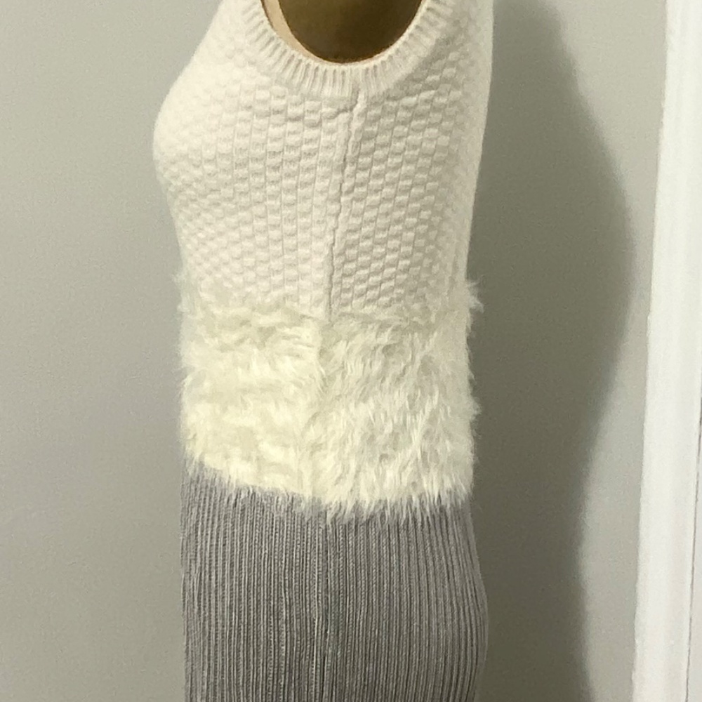 DVF Women's Body Con Knit Dress in Ivory and Silver. Petite Small.